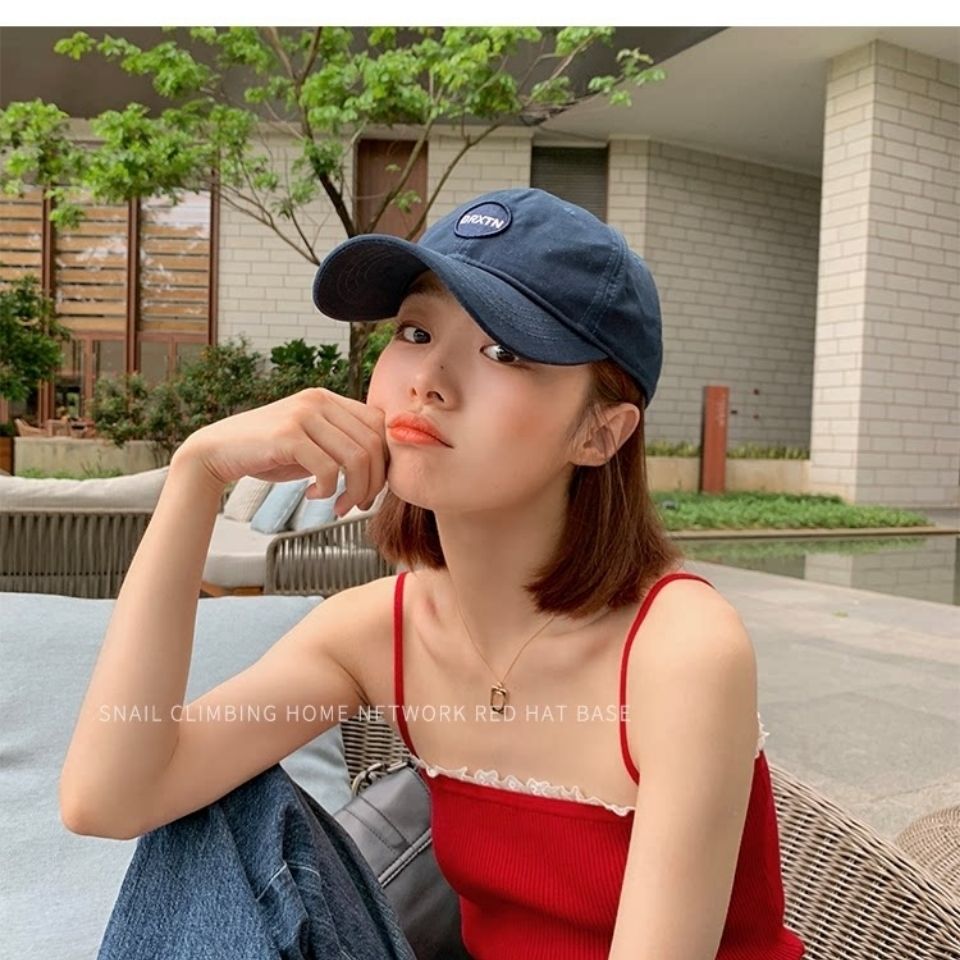 ins letter peaked cap Japanese net red soft top baseball cap trendy Korean version casual sunscreen sun hat women's hat