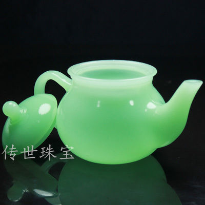 琉璃翡翠玉石色浅绿茶壶茶杯深绿色功夫茶碗茶壶酒杯送长辈礼物盒