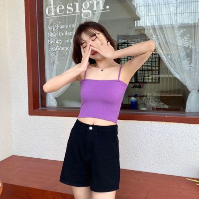 38761/买一送一/夏季新款冰丝性感甜辣小吊带打底美背抹胸外穿背心上衣