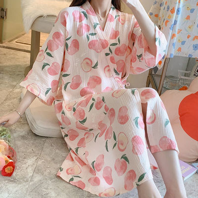 40860/睡裙女夏季纯棉纱布和服睡袍春秋薄款日系汗蒸服日式浴袍夏天睡衣