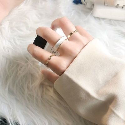 17071/戒指女ins不掉色高级感小众设计时尚素圈开口可调节个性食指戒