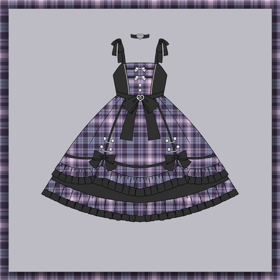 星魅 Ag原创正版夏季紫格打歌服lolita日常甜美洛丽塔连衣裙 虎窝拼