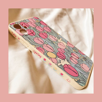 17061/郁金香花园iPhone12promax手机壳苹果11直角边78pXRXSMAX侧边软女