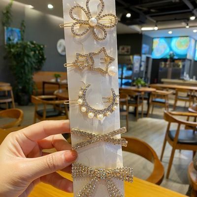 24430/水钻发夹头饰发卡一字夹星星发夹镶钻侧边夹小夹子饰品花朵夹头发