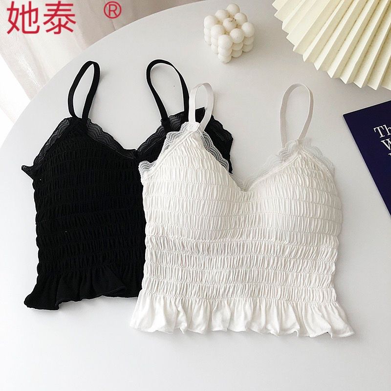 韓版新款吊帶背心女夏季修身內搭外穿露背短款打底帶胸墊內衣潮夏