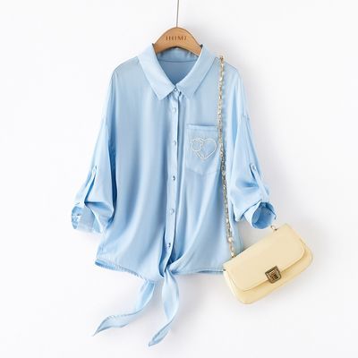 25346/海谧衬衫女2021年夏季新款洋气时尚气质纯色简约宽松显瘦刺绣衬衣