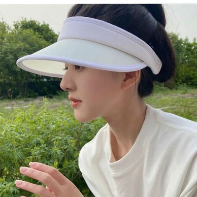 55421/晚晚露思同款遮阳帽子女夏季uvcut防晒帽户外遮脸防紫外线空顶帽