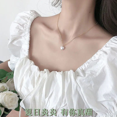 22494/甜美ins风立体爱心珍珠项链女温柔气质简约choker日韩百搭锁骨链