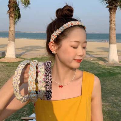 24339/超仙褶皱小清新仙气小碎花发箍少女学生头箍网红少女发卡外出发饰