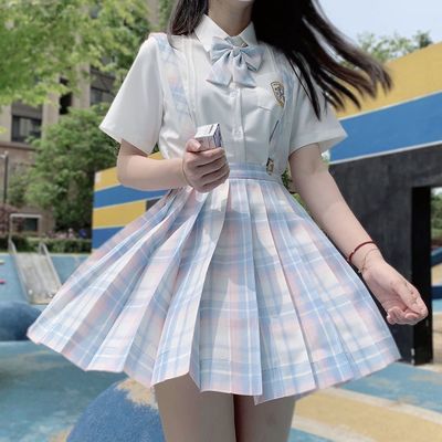 31061/JK制服格裙百褶裙子女日系学院派校服短裙jk格裙套装夏装半身裙