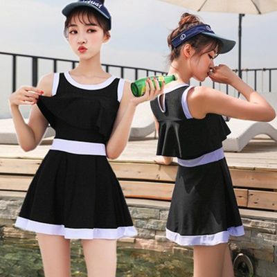 65613/游泳衣女韩国ins新款学生保守连体裙式超仙遮肚显瘦温泉大码泳装