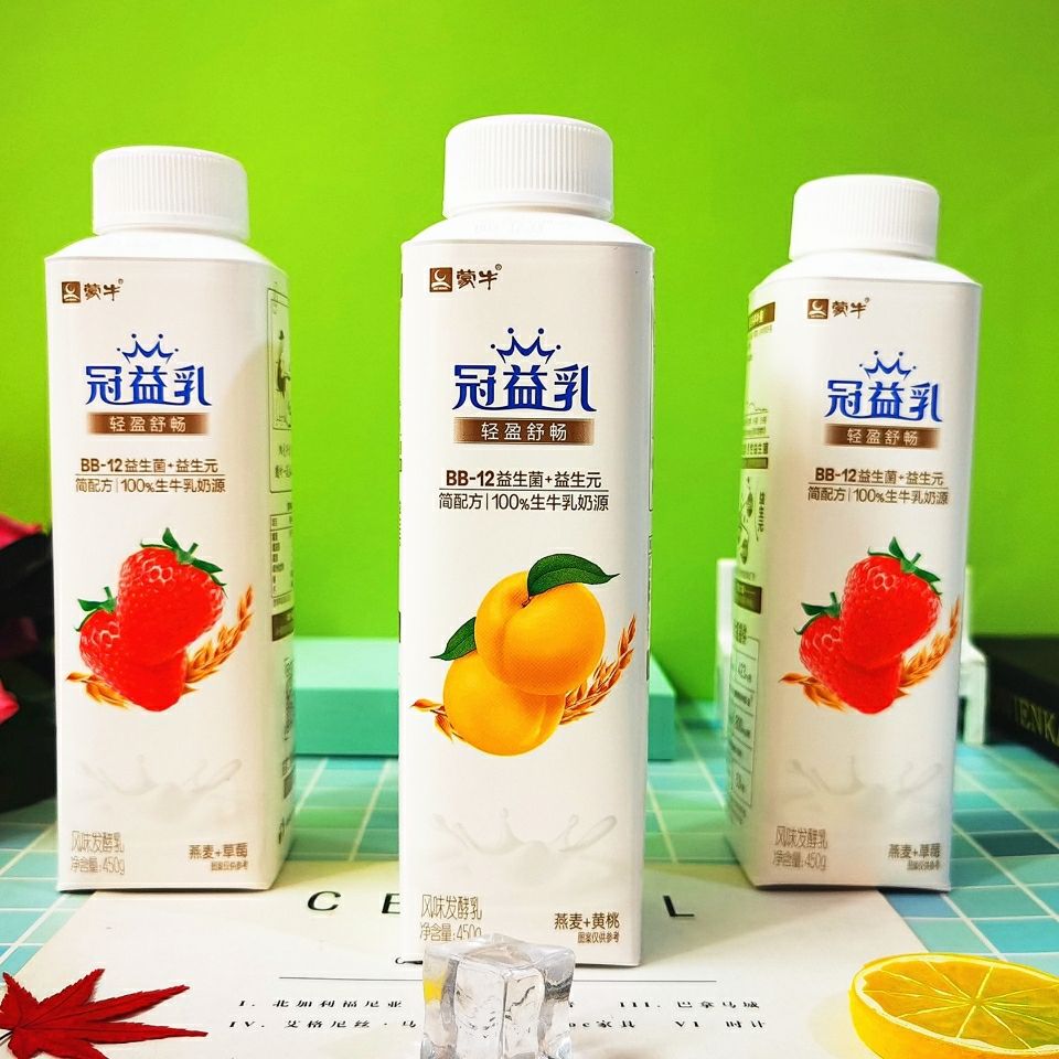 蒙牛冠益乳酸奶450g*5瓶风味发酵乳酸奶草莓 黄桃 椰果 桑葚 原味