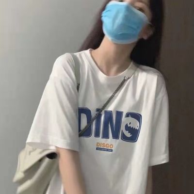 40830/ins新款美式白色短袖t恤女学生2021夏韩版宽松百搭原宿港风潮