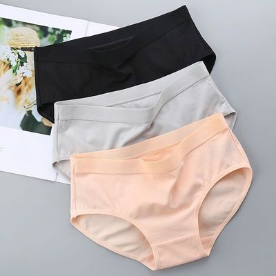 31106/3条装纯棉中低腰内裤女性感舒适包臀韩版纯色无痕女士简约三角裤