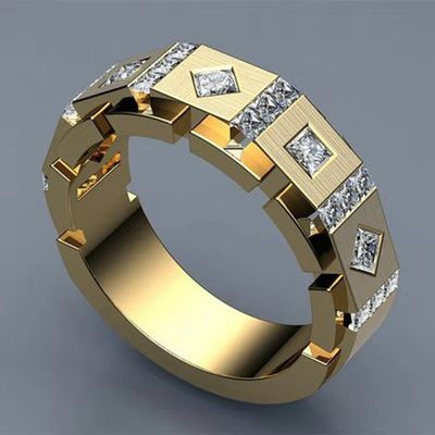 蒂思尼ins热卖戒指欧美气质金色时尚镶嵌锆石半圈质感饰品指环