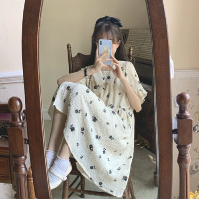 35090/盐系连衣裙少女2021新款夏装初中高中学生宽松法式超仙甜美a字裙