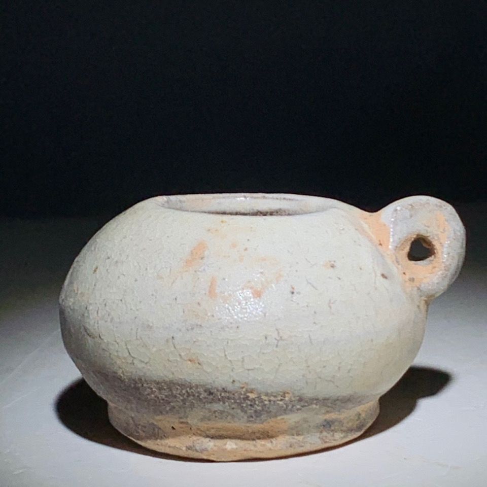 古玩杂项 宋代老窑瓷白釉鸟食罐小物件收藏老货