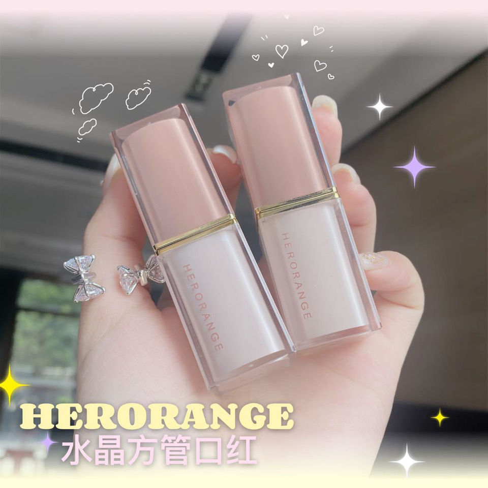 HERORANGE crystal square tube lipstick student party affordable matte matte whitening lipstick gift box packaging