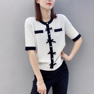74934/2021年夏季新款女装短款冰凉针织套头上衣洋气毛衣外套薄款潮春秋