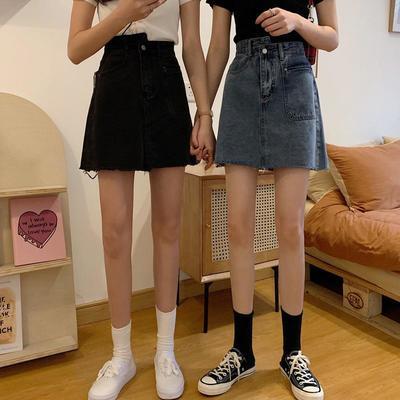 26588/2021年高腰牛仔半身裙夏季a字女不规则大码胖mm包臀裙时尚短裙子