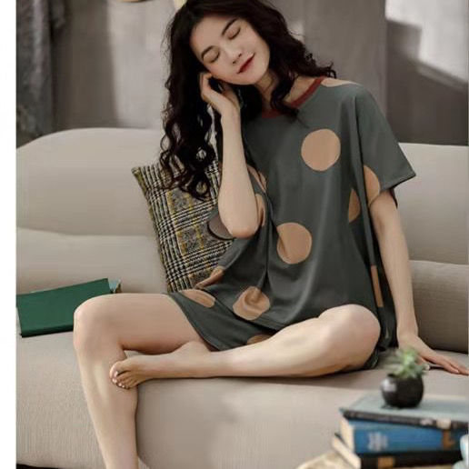 Pajamas women summer suit short sleeve summer female student cartoon loose large size externally wearable home clothes two piece set