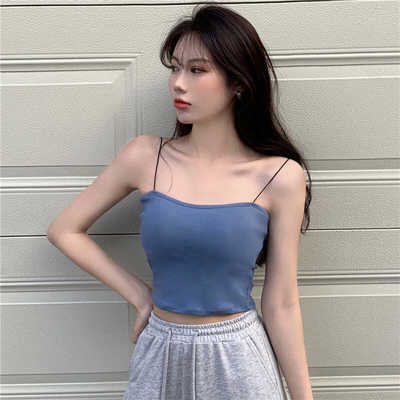 36925/夏季吊带针织背心少女夏美背裹胸内搭法式外穿抹胸辣妹内衣上衣服