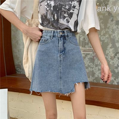 26218/小个子牛仔半裙2021年新款高腰a字半身裙显瘦短裙夏季女包臀裙子