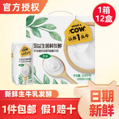 40030/【日期新鲜】 认养一头牛原味酸牛奶200g*12盒*2箱整箱批发