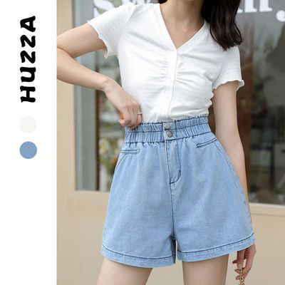 25193/五分高腰牛仔短裤女宽松阔腿2021新款夏薄款学生韩版显高显瘦A字
