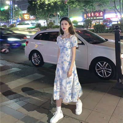 36195/法式扎染碎花连衣裙女夏季2021新款甜美辣妹风温柔初恋裙子ins潮