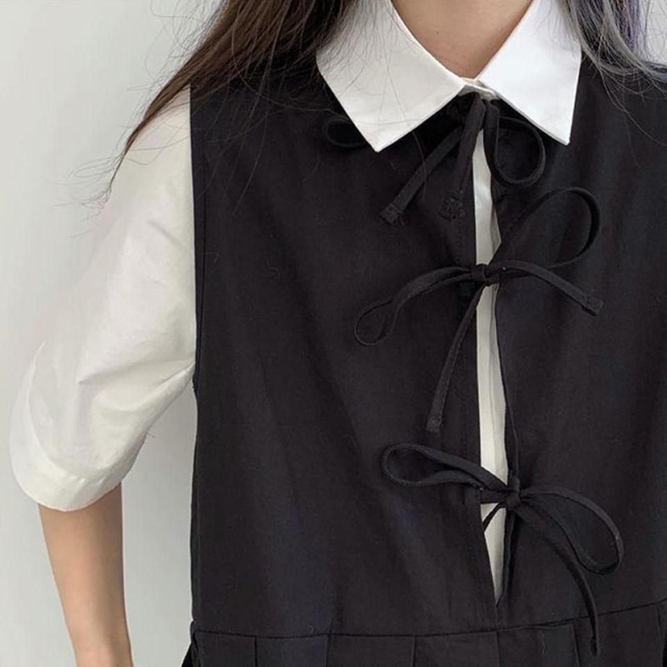Summer new suit female student Korean version loose Japanese mid-length suspender dress suspender skirt one-piece suit