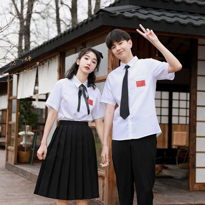35741/学院风短袖女2021新款班服套装高中学生制服长裙女毕业季校服