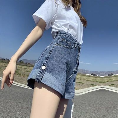 27286/牛仔短裤女夏季宽松高腰显瘦2021年新款a字网红超短裤外穿超火潮