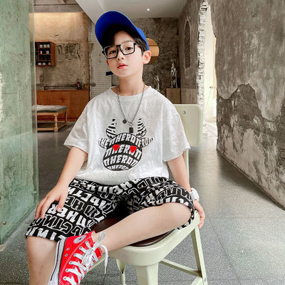 41368/童装男童套装2021新款夏装儿童网红洋气中大童男孩帅气短袖韩版潮