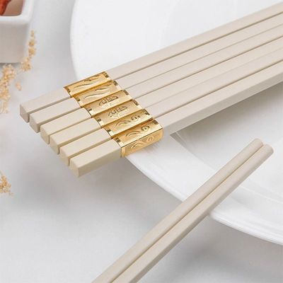 防象牙白色合金筷子家用防滑欧式10双酒店餐具防霉合金长筷子