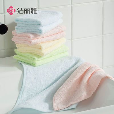洁丽雅毛巾 纤维小手帕洗脸家用不掉毛 成人柔软吸水儿童面巾10条