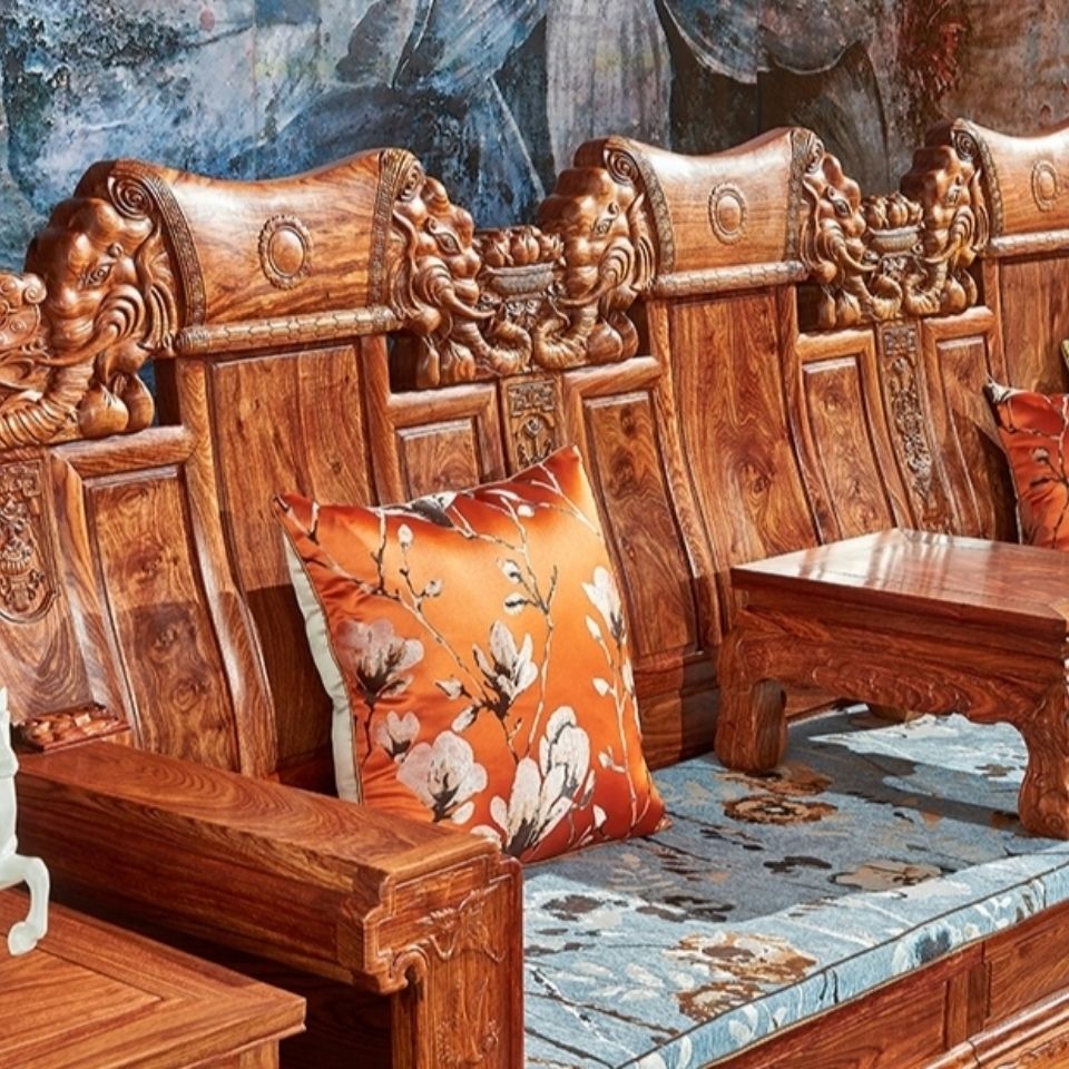 红木国标刺猬紫檀客厅中型别墅沙发国标红木沙发组合