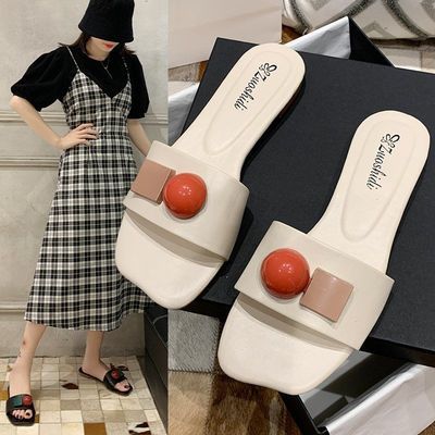 26228/【热销款】凉拖鞋女2021新款夏季仙女风女平底网红个性一字拖鞋