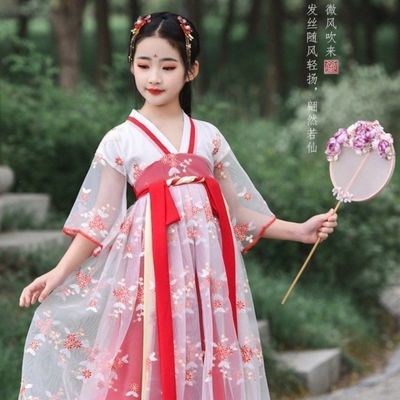 39685/六一女童夏款儿童古装超仙襦裙连衣裙12岁女孩樱花公主中国风
