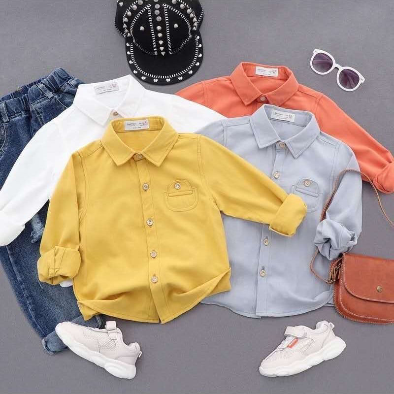 Children's shirt boys' cotton white little girl's shirt spring and autumn long sleeve baby spring top Korean version