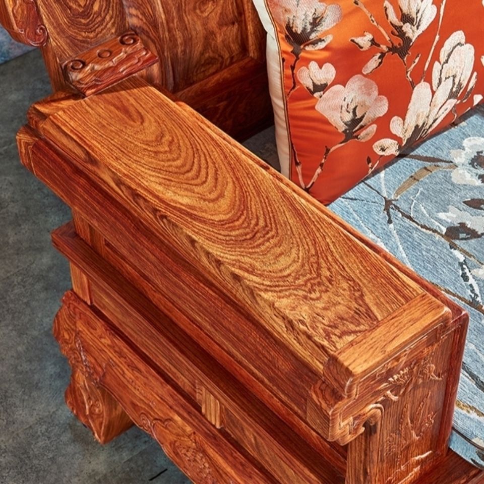 红木国标刺猬紫檀客厅中型别墅沙发国标红木沙发组合