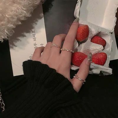 57650/小众设计感 戒指女ins潮时尚个性锆石简约风食指戒开口可调节