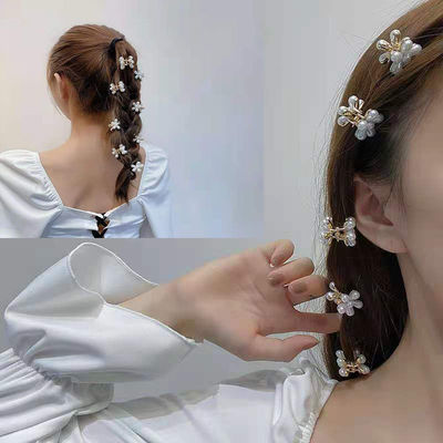 31553/珍珠花瓣网红发夹发卡女韩网红抓夹可爱少女小夹子后脑勺头饰刘海