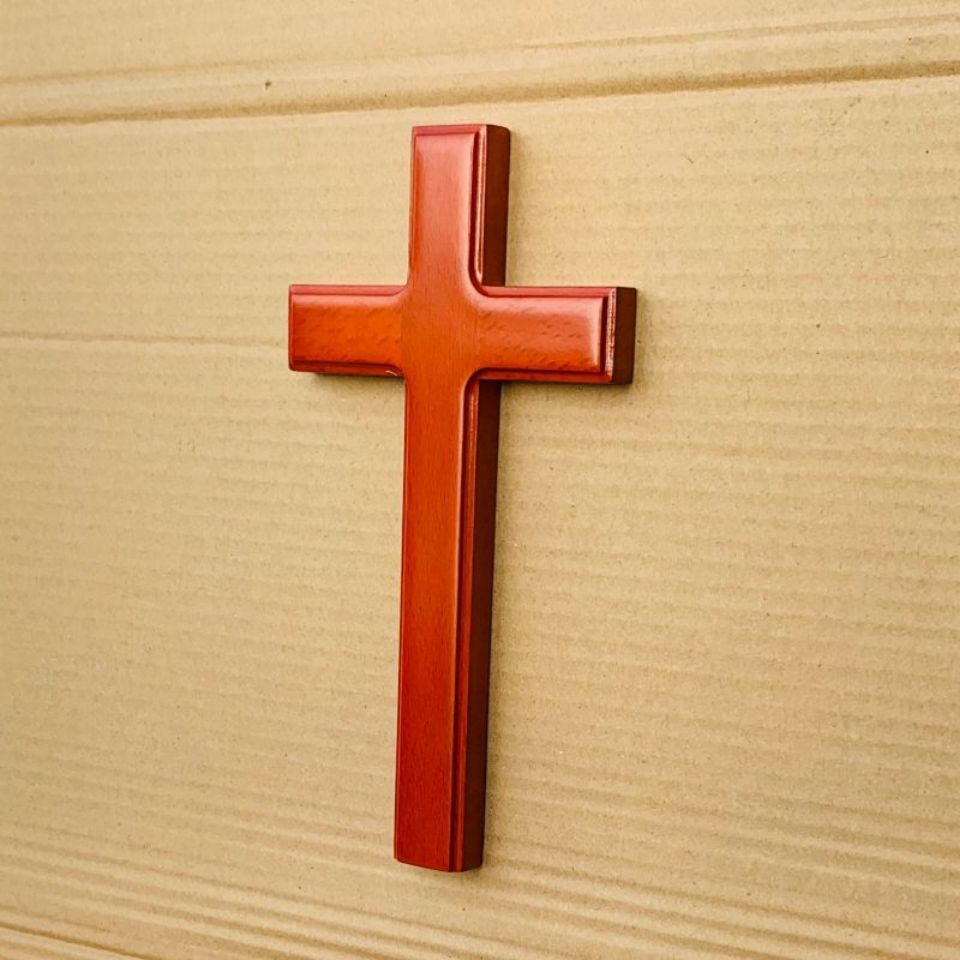 21cm高 基督教木质十字架 实木壁挂墙挂 主内礼品