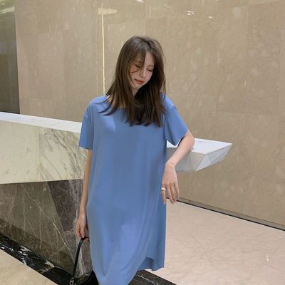34597/睡裙女夏季薄款2021新款冰丝中长款宽松大码甜美可爱休闲家居服