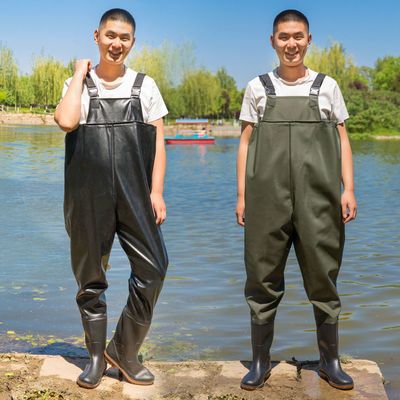 60392/下水裤加厚耐磨雨裤水叉衩裤半身连体捕鱼防水衣服水鞋