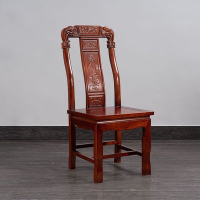 全实木仿红木格木中式餐椅雕花明清酒店家用靠背卯榫古典原木椅