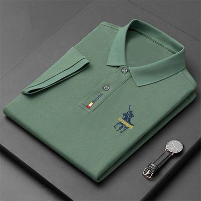 27008/夏季新款男士纯棉刺绣短袖T恤休闲宽松翻领POLO衫中青年潮流男装