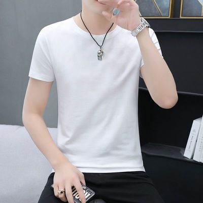 35529/100纯棉短袖t恤男士衣服夏季男装2021新款情侣装韩版白色上衣体恤
