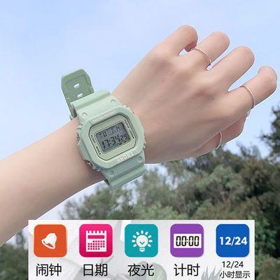 29497/手表女ins风少女可爱韩版简约高中学生独角兽方形防水数字电子表